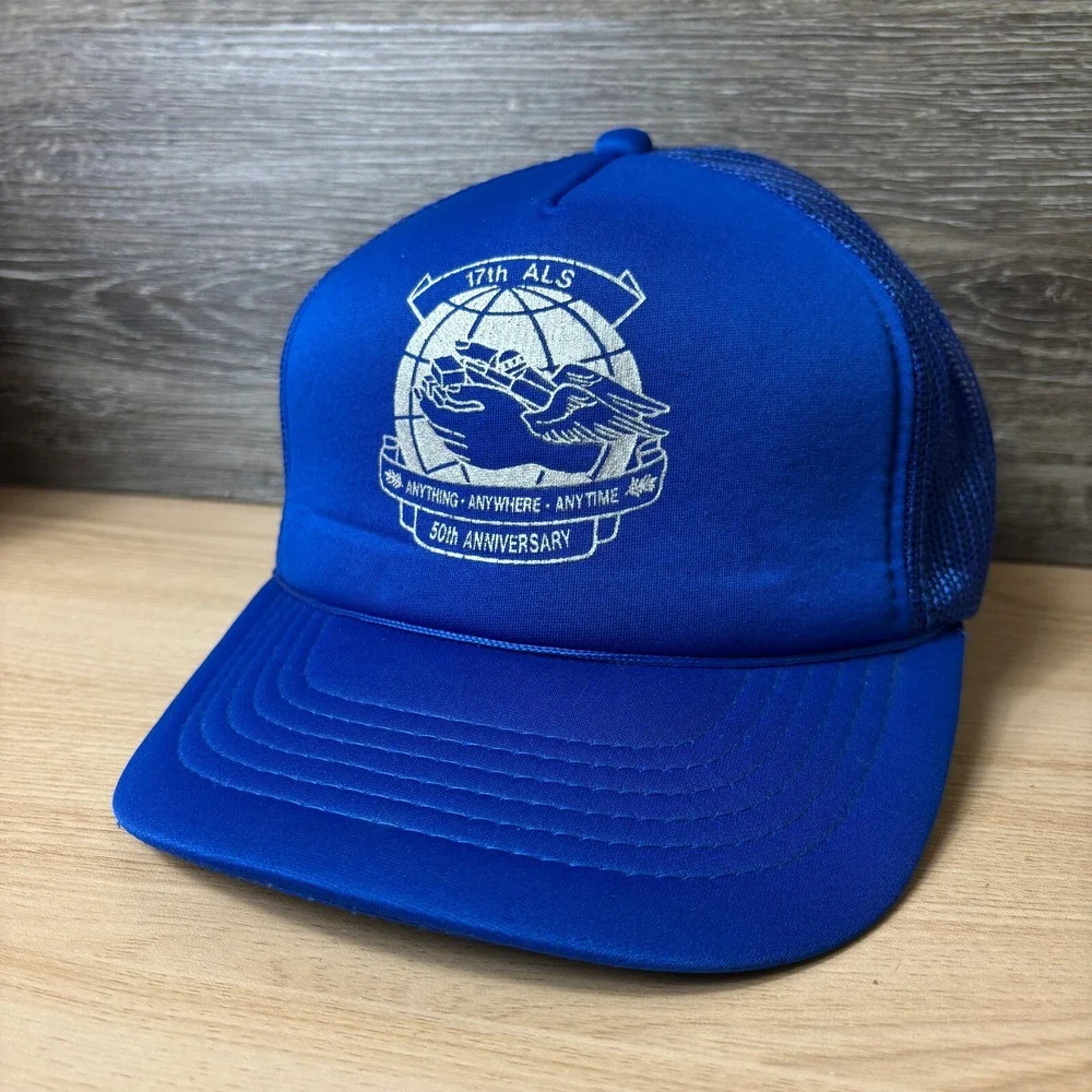 Vintage‎ ALS Hat Cap Snap Back Blue Blue Trucker Adjustable